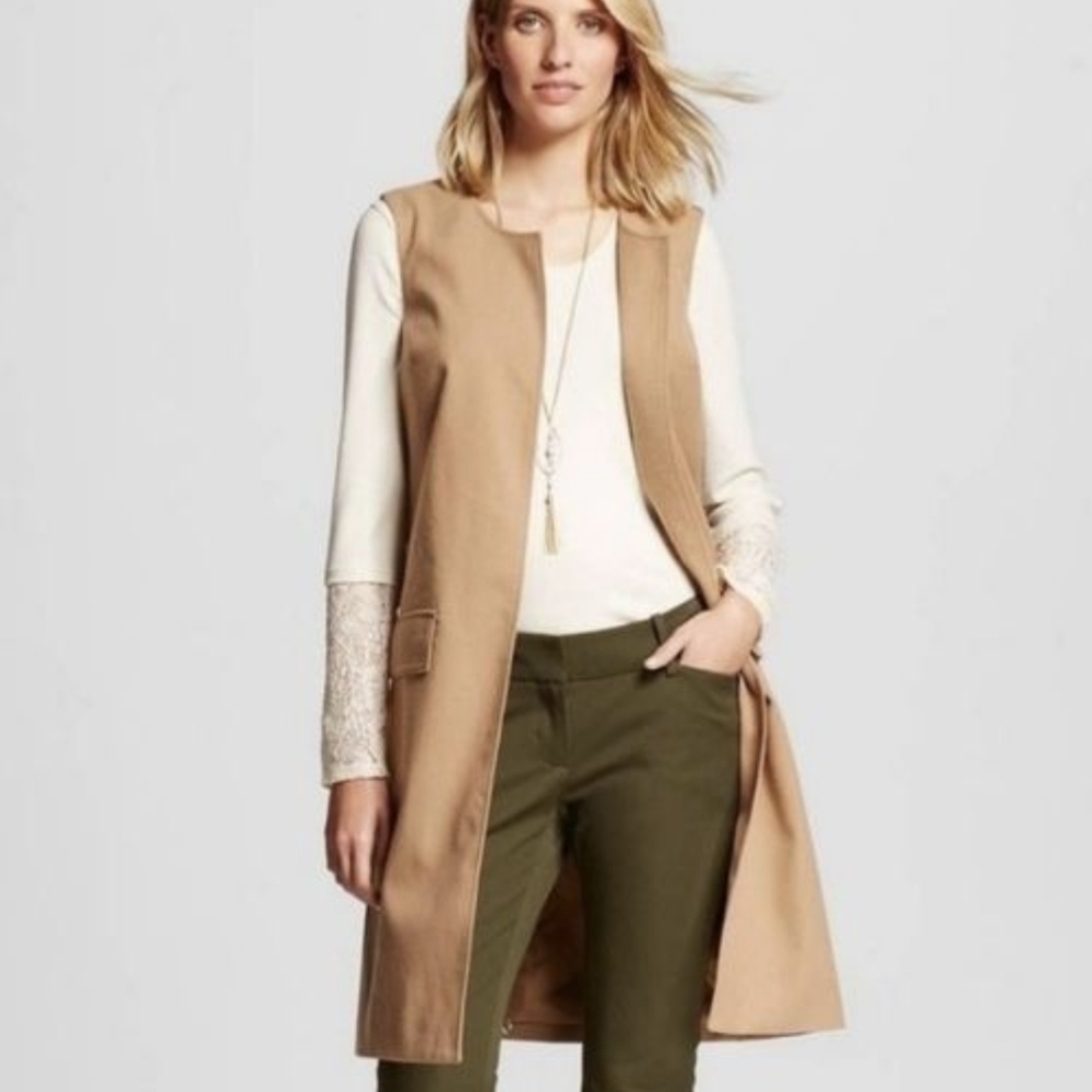 meroma women's long dressy vest color tan - Picture 2 of 10